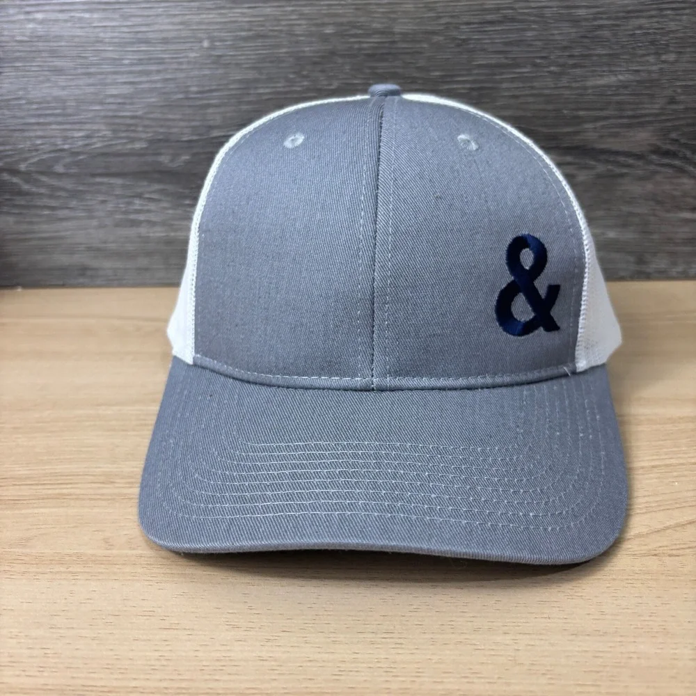 & Hat‎ Cap Snap Back Gray Blue And Symbol Adjustable